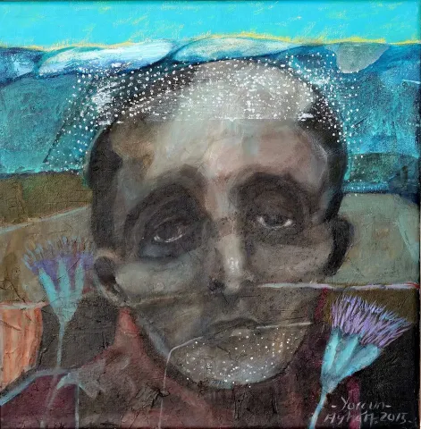 "Yorgun" eseri AYHAN TAŞKIRAN tarafından 2015 yılında 45x45 cm ölçülerinde Tuval üzeri akrilik boya tekniği ile yapılmıştır.