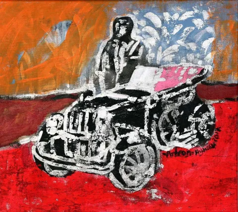 AYHAN TAŞKIRAN — “Patron”, 2017 "Patron" eseri AYHAN TAŞKIRAN tarafından 2017 yılında 33x36 cm ölçülerinde Tuval üzeri akrilik boya tekniği ile yapılmıştır.