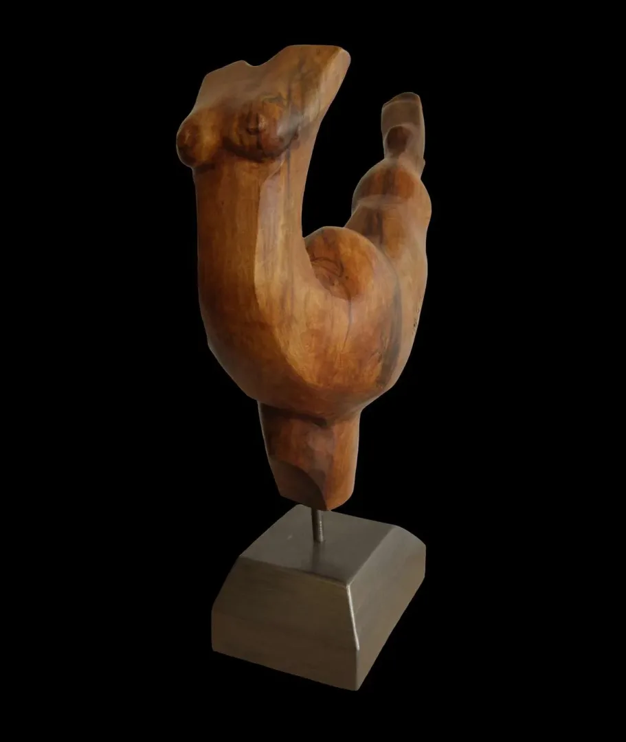AZİMET KARAMAN — “İsimsiz” "İsimsiz" eseri AZİMET KARAMAN tarafından 47x35x12 cm ölçülerinde Ceviz yontu tekniği ile yapılmıştır.