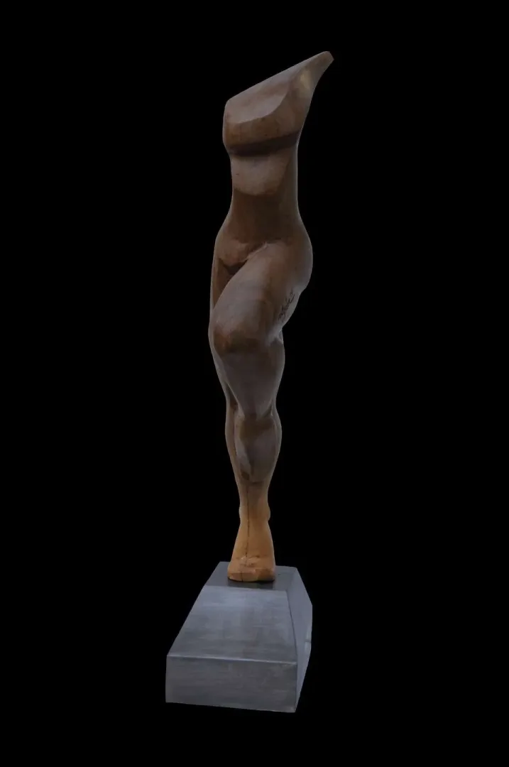 AZİMET KARAMAN — “İsimsiz” "İsimsiz" eseri AZİMET KARAMAN tarafından 56x20x10 cm ölçülerinde Ceviz yontu tekniği ile yapılmıştır.