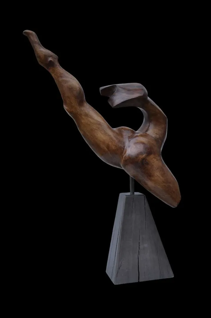AZİMET KARAMAN — “İsimsiz” "İsimsiz" eseri AZİMET KARAMAN tarafından 57x33x10 cm ölçülerinde Ceviz yontu tekniği ile yapılmıştır.