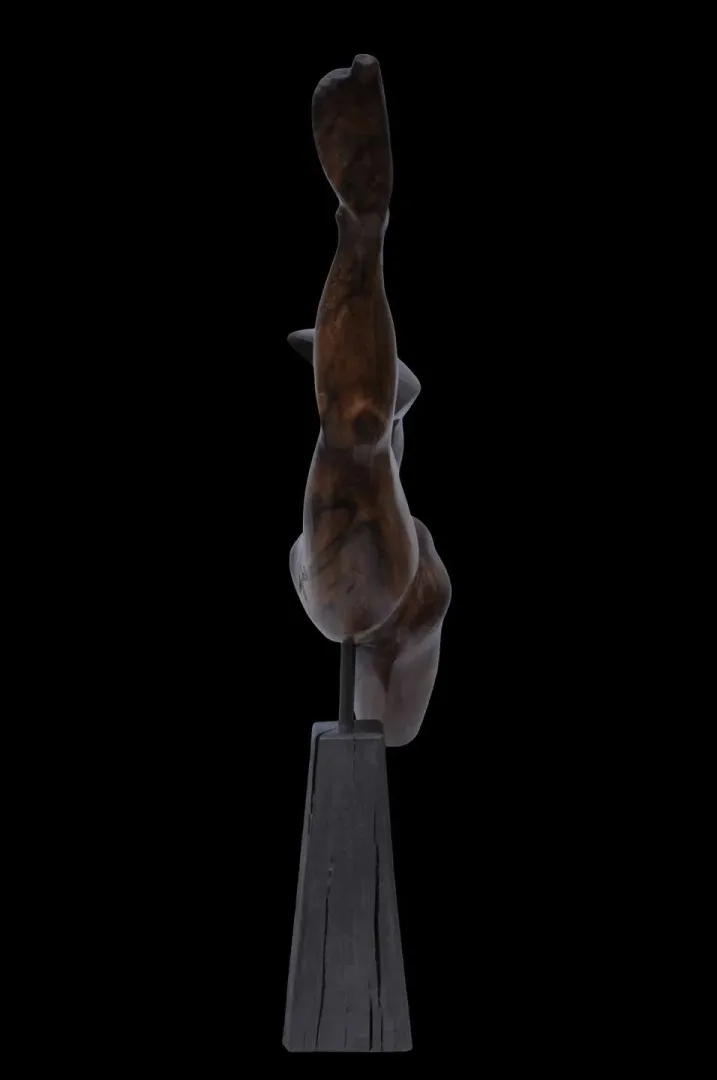 AZİMET KARAMAN — “İsimsiz” "İsimsiz" eseri AZİMET KARAMAN tarafından 57x33x10 cm ölçülerinde Ceviz yontu tekniği ile yapılmıştır.