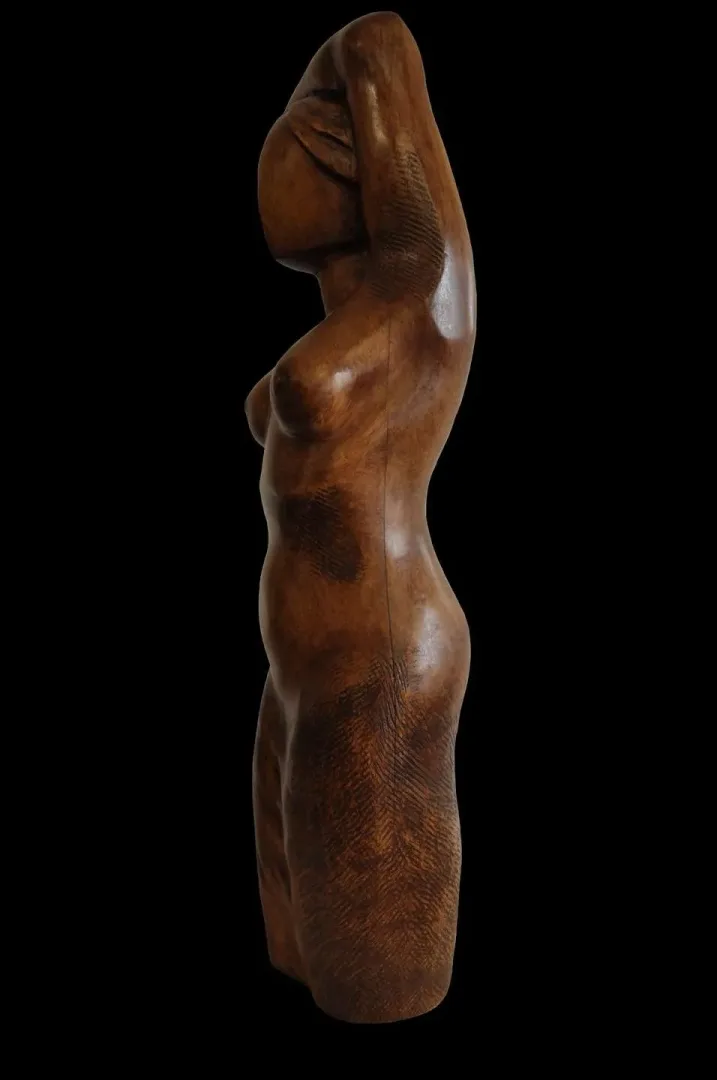 AZİMET KARAMAN — “İsimsiz” "İsimsiz" eseri AZİMET KARAMAN tarafından 80x20x17 cm ölçülerinde Kayın Yontu tekniği ile yapılmıştır.