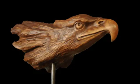 "Kartal Başı" eseri AZİMET KARAMAN tarafından 2019 yılında 65x90x52 cm ölçülerinde Ahşap Yontu tekniği ile yapılmıştır.
