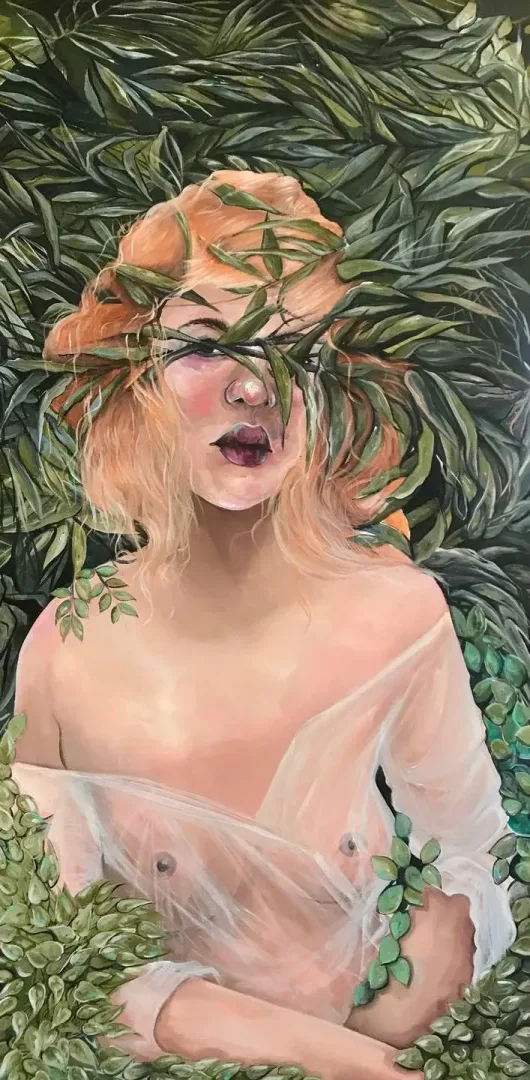 yakınlaştır "Aslında Buradayım" eseri BENGİSU SUĞÜR tarafından 2018 yılında 120x60 cm ölçülerinde Tuval üzeri akrilik boya tekniği ile yapılmıştır.