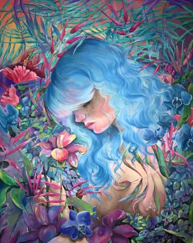 BENGİSU SUĞÜR — “Senden Büyük Bir Dünya”, 2018 "Senden Büyük Bir Dünya" eseri BENGİSU SUĞÜR tarafından 2018 yılında 100x80 cm ölçülerinde Tuval üzeri akrilik boya tekniği ile yapılmıştır.