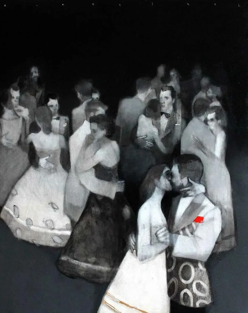 "Öpücük" eseri ERCAN AYÇİÇEK tarafından 2018 yılında 100x80 cm ölçülerinde Tuval üzeri akrilik boya tekniği ile yapılmıştır.