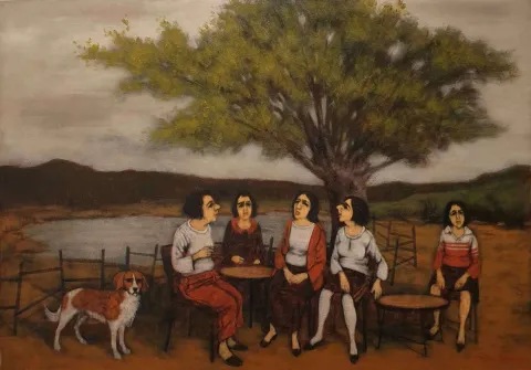 Bu eser ORHAN UMUT tarafından 2018 yılında 70x100 cm ölçülerinde Tuval üzeri akrilik boya tekniği ile yapılmıştır.