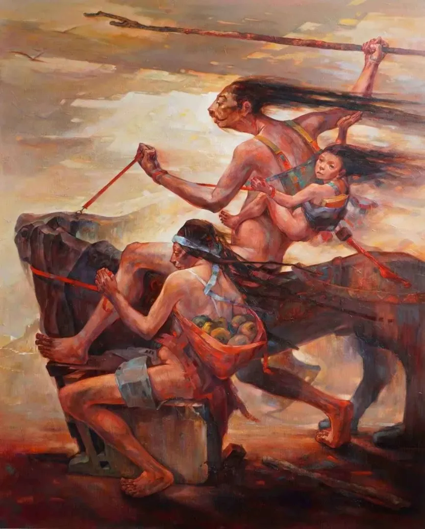ADEM BAŞPINAR — “Avuntu”, 2018 "Avuntu" eseri ADEM BAŞPINAR tarafından 2018 yılında 150x120 cm ölçülerinde Tuval üzeri yağlı boya tekniği ile yapılmıştır.