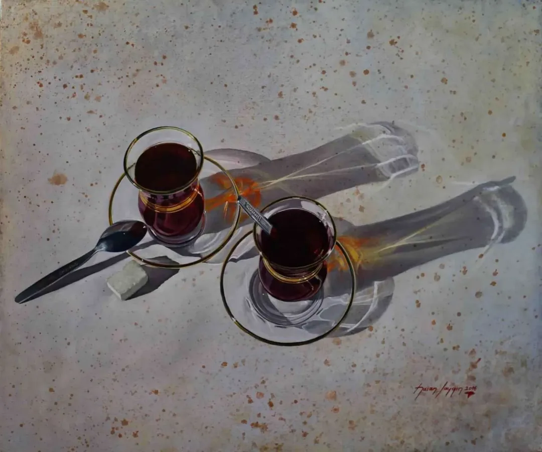 yakınlaştır "Çay Bardağı" eseri HASAN SAYGIN tarafından 2016 yılında 46x55 cm ölçülerinde Tuval üzeri yağlı boya tekniği ile yapılmıştır.