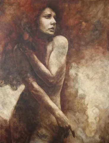 Bu eser TALAT AYHAN tarafından 2014 yılında 116x89 cm ölçülerinde Tuval üzeri karışık teknik tekniği ile yapılmıştır.