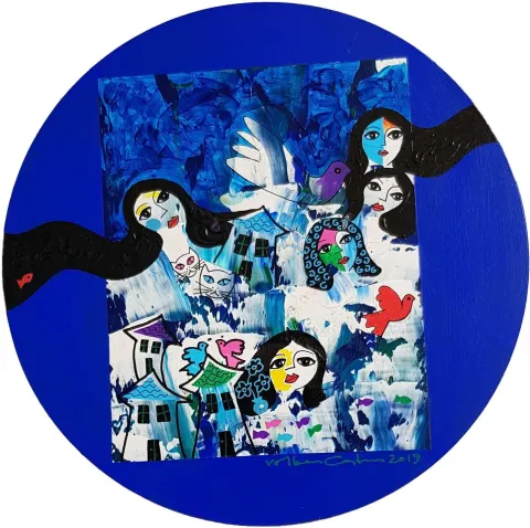 VOLKAN COŞKUN — 2019 Bu eser VOLKAN COŞKUN tarafından 2019 yılında 27x27 cm ölçülerinde MDF üzeri yağlı boya tekniği ile yapılmıştır.