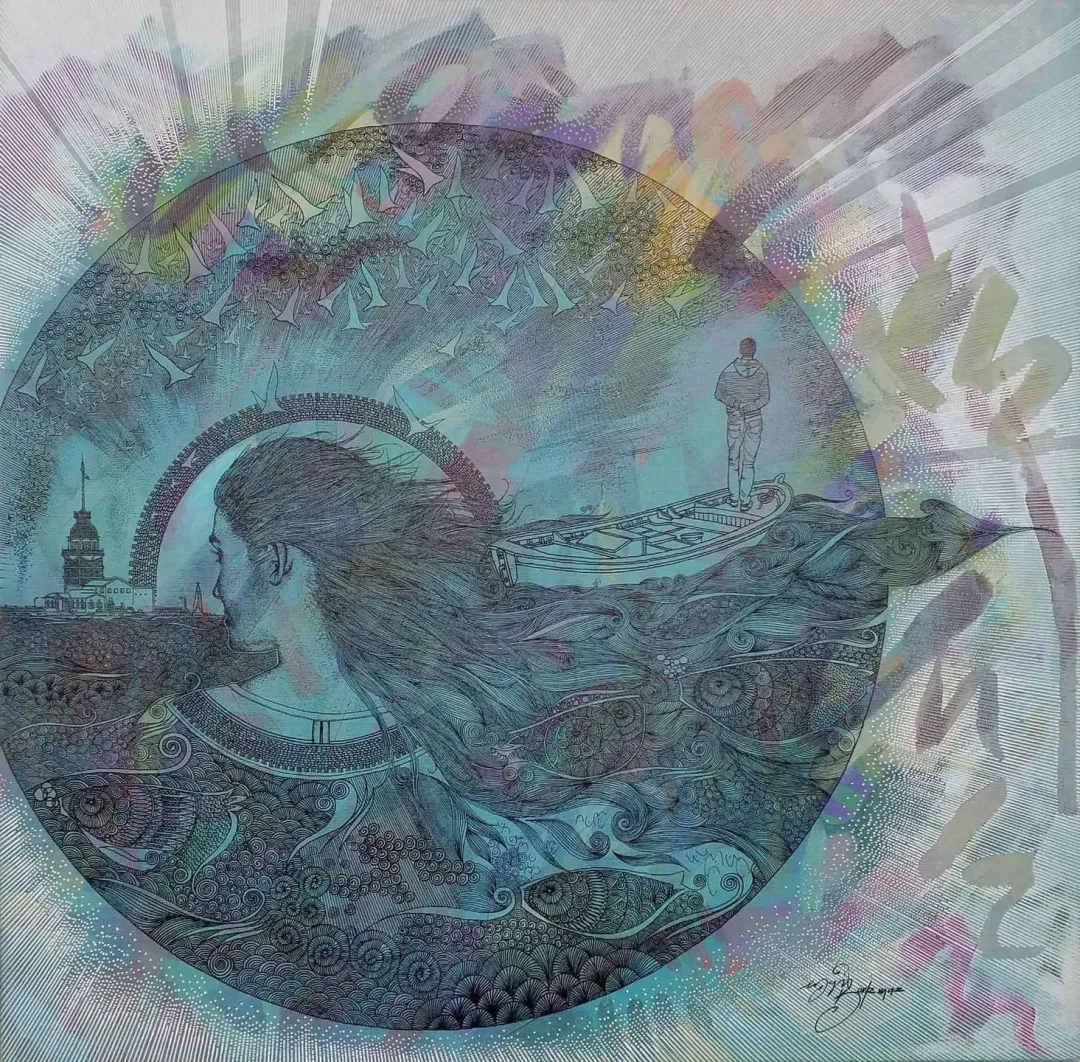 yakınlaştır "İstanbula bakış" eseri ENGİN KORKMAZ tarafından 2017 yılında 70x70 cm ölçülerinde Tuval üzeri akrilik boya tekniği ile yapılmıştır.