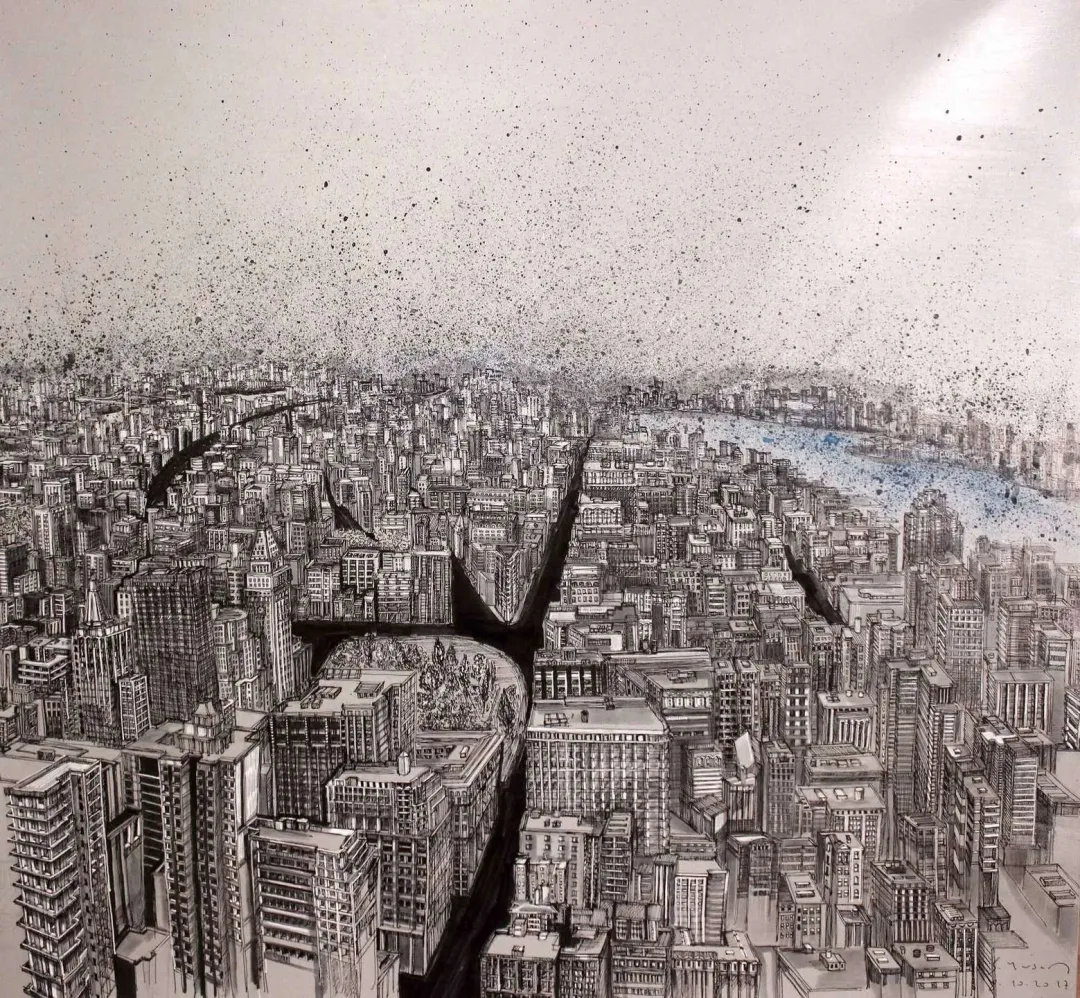 SÜMEYYE YUŞAN — “New York”, 2017 "New York" eseri SÜMEYYE YUŞAN tarafından 2017 yılında 70x70 cm ölçülerinde Tuval üzeri karışık teknik tekniği ile yapılmıştır.
