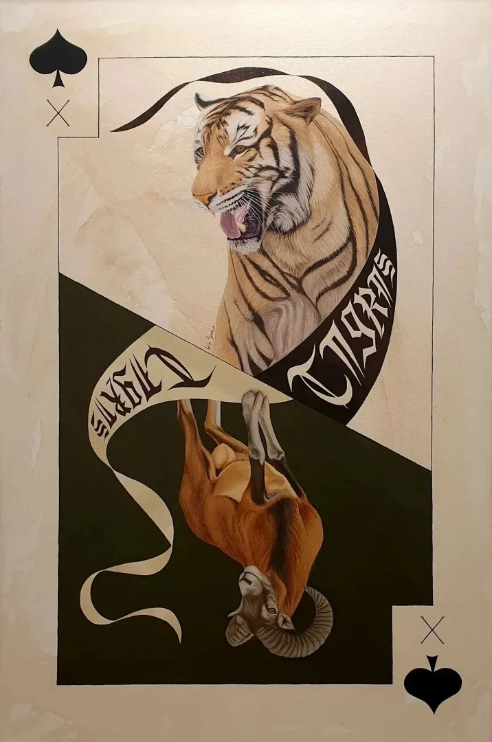 "Maça 10" eseri FATİH SAZAK tarafından 2019 yılında 100x67 cm ölçülerinde Tuval üzeri yağlı boya tekniği ile yapılmıştır.