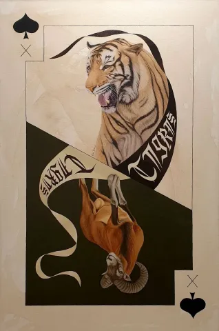FATİH SAZAK — “Maça 10”, 2019 "Maça 10" eseri FATİH SAZAK tarafından 2019 yılında 100x67 cm ölçülerinde Tuval üzeri yağlı boya tekniği ile yapılmıştır.