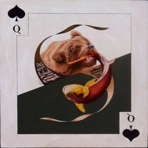 FATİH SAZAK — “Maça Kızı”, 2018 "Maça Kızı" eseri FATİH SAZAK tarafından 2018 yılında 70x70 cm ölçülerinde Tuval üzeri yağlı boya tekniği ile yapılmıştır.