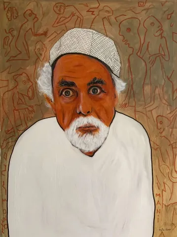 "Monoman Dede I (Otoportre)" eseri NECMETTİN ÖZLÜ tarafından 2019 yılında 80x60 cm ölçülerinde Tuval üzeri akrilik boya tekniği ile yapılmıştır.