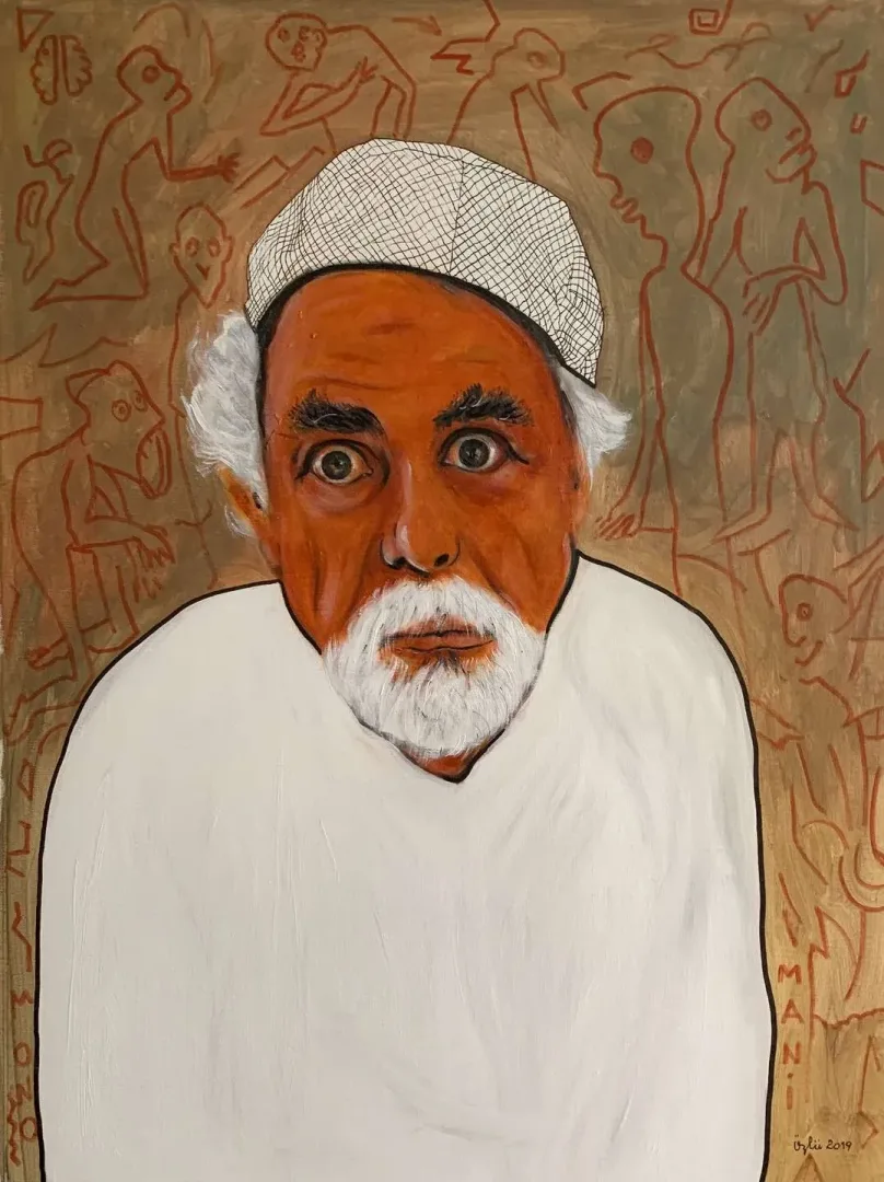 yakınlaştır "Monoman Dede I (Otoportre)" eseri NECMETTİN ÖZLÜ tarafından 2019 yılında 80x60 cm ölçülerinde Tuval üzeri akrilik boya tekniği ile yapılmıştır.