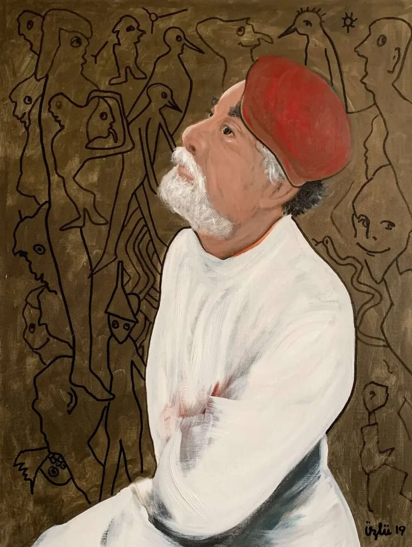 yakınlaştır "Monoman Dede Iı( Otoportre)" eseri NECMETTİN ÖZLÜ tarafından 2019 yılında 80x60 cm ölçülerinde Tuval üzeri akrilik boya tekniği ile yapılmıştır.