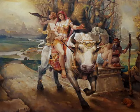 "Ulak" eseri ADEM BAŞPINAR tarafından 2019 yılında 120x150 cm ölçülerinde Tuval üzeri yağlı boya tekniği ile yapılmıştır.