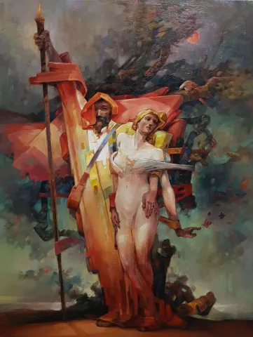 "Delil" eseri ADEM BAŞPINAR tarafından 2019 yılında 80x60 cm ölçülerinde Tuval üzeri akrilik boya tekniği ile yapılmıştır.
