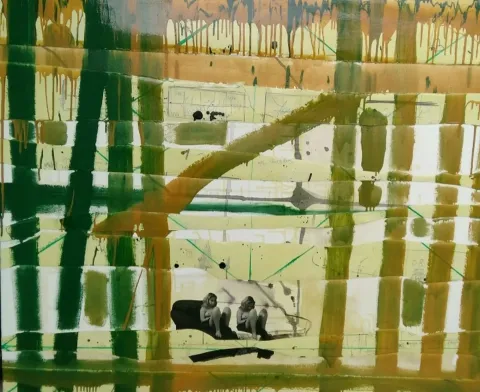 HÜSEYİN RÜSTEMOĞLU — “Biz İkimiz”, 2019 "Biz İkimiz" eseri HÜSEYİN RÜSTEMOĞLU tarafından 2019 yılında 100x120 cm ölçülerinde Tuval üzeri karışık teknik tekniği ile yapılmıştır.