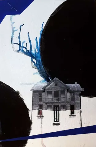 HÜSEYİN RÜSTEMOĞLU — “Where Is My Home 4”, 2019 "Where Is My Home 4" eseri HÜSEYİN RÜSTEMOĞLU tarafından 2019 yılında 70x50 cm ölçülerinde Tuval üzeri karışık teknik tekniği ile yapılmıştır.