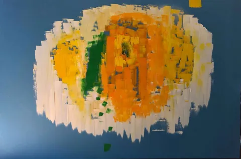MÜGE CEYHAN — “Ayçiçek Masalı”, 2019 "Ayçiçek Masalı" eseri MÜGE CEYHAN tarafından 2019 yılında 100x150 cm ölçülerinde Tuval üzeri yağlı boya tekniği ile yapılmıştır.