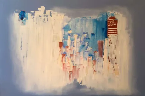 MÜGE CEYHAN — “Düş Kıyısı”, 2019 "Düş Kıyısı" eseri MÜGE CEYHAN tarafından 2019 yılında 100x150 cm ölçülerinde Tuval üzeri yağlı boya tekniği ile yapılmıştır.