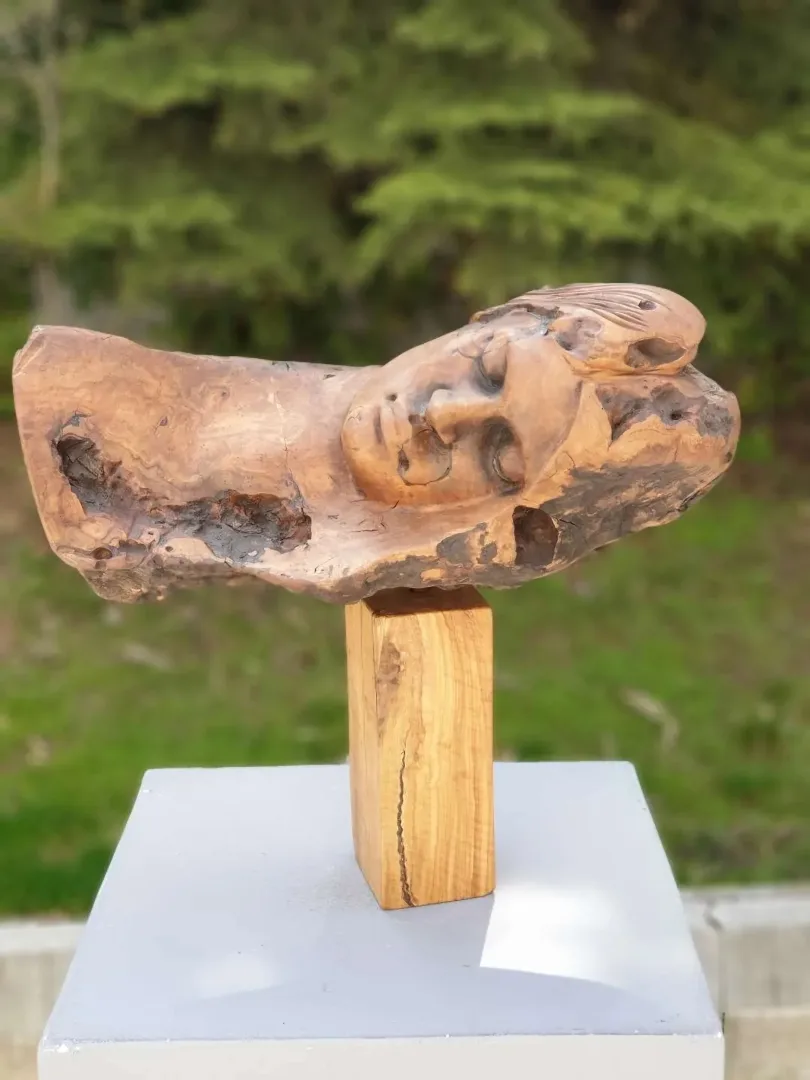 yakınlaştır "Dinlenme 3" eseri HAKAN ERASLAN tarafından 2018 yılında 48x53x23 cm ölçülerinde Zeytin Ağacı Yontu tekniği ile yapılmıştır.