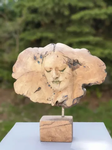 "Dinlenme 2" eseri HAKAN ERASLAN tarafından 2017 yılında 40x38x17 cm ölçülerinde Zeytin Ağacı Yontu tekniği ile yapılmıştır.