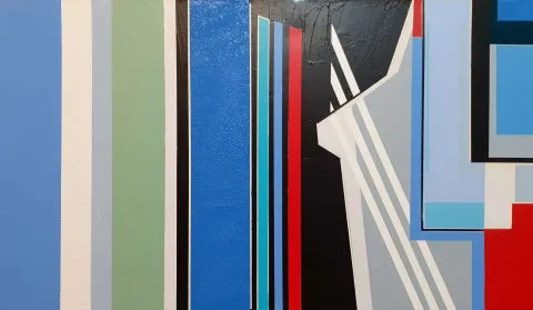 HAMİD ALİOĞLU — “Kompozisyon 7”, 2019 "Kompozisyon 7" eseri HAMİD ALİOĞLU tarafından 2019 yılında 50x85 cm ölçülerinde Tuval üzeri akrilik boya tekniği ile yapılmıştır.