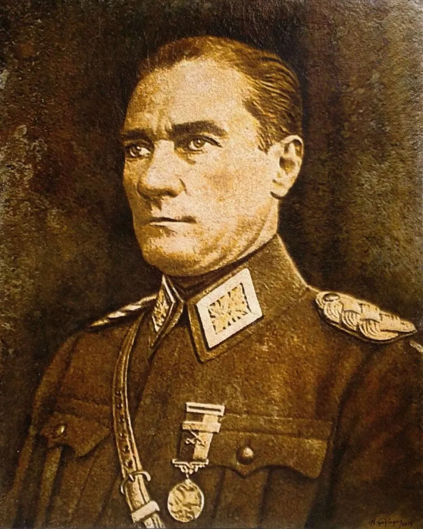yakınlaştır "Samsun'dan doğan güneş" eseri HASAN ÇAĞLAYAN tarafından 2019 yılında 100x80 cm ölçülerinde Tuval üzeri karışık teknik tekniği ile yapılmıştır.