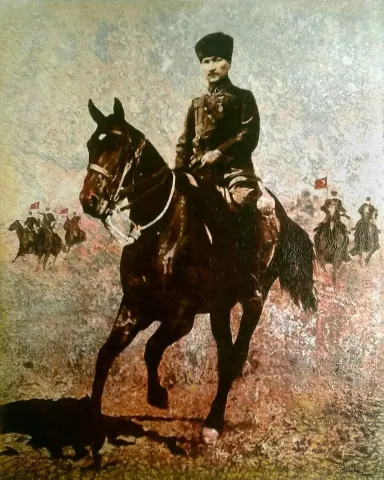 HASAN ÇAĞLAYAN — “Büyük Taarruz” "Büyük Taarruz" eseri HASAN ÇAĞLAYAN tarafından 150x120 cm ölçülerinde Tuval üzeri karışık teknik tekniği ile yapılmıştır.