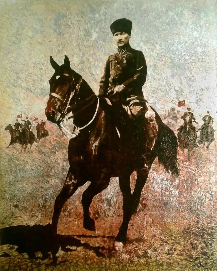 "Büyük Taarruz" eseri HASAN ÇAĞLAYAN tarafından 150x120 cm ölçülerinde Tuval üzeri karışık teknik tekniği ile yapılmıştır.