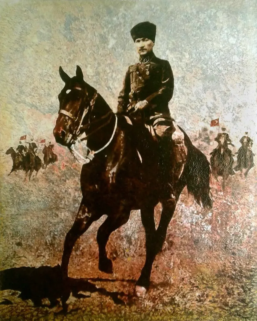 yakınlaştır "Büyük Taarruz" eseri HASAN ÇAĞLAYAN tarafından 150x120 cm ölçülerinde Tuval üzeri karışık teknik tekniği ile yapılmıştır.