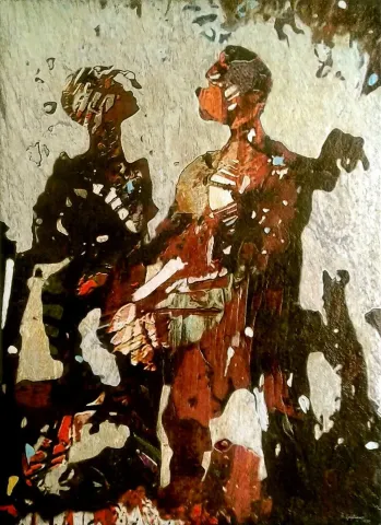 "G.D.O.lu yaşam Serisinden 1" eseri HASAN ÇAĞLAYAN tarafından 110x80 cm ölçülerinde Tuval üzeri karışık teknik tekniği ile yapılmıştır.