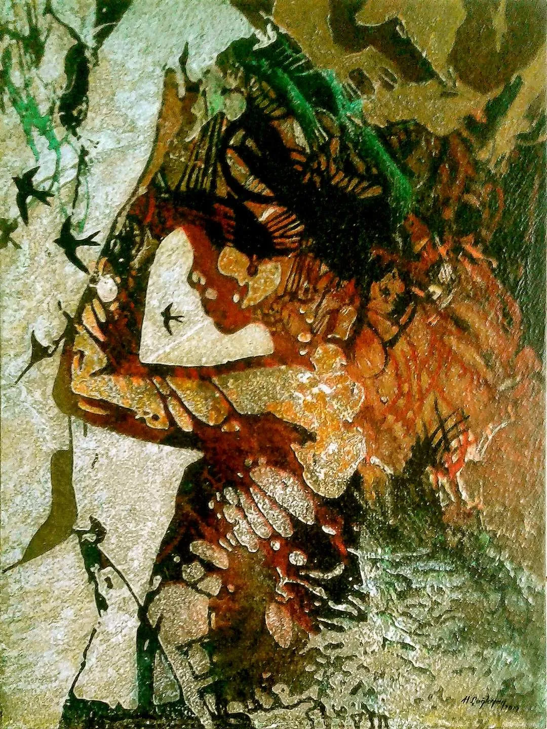 "Godot yu Beklerken" eseri HASAN ÇAĞLAYAN tarafından 80x60 cm ölçülerinde Tuval üzeri karışık teknik tekniği ile yapılmıştır.