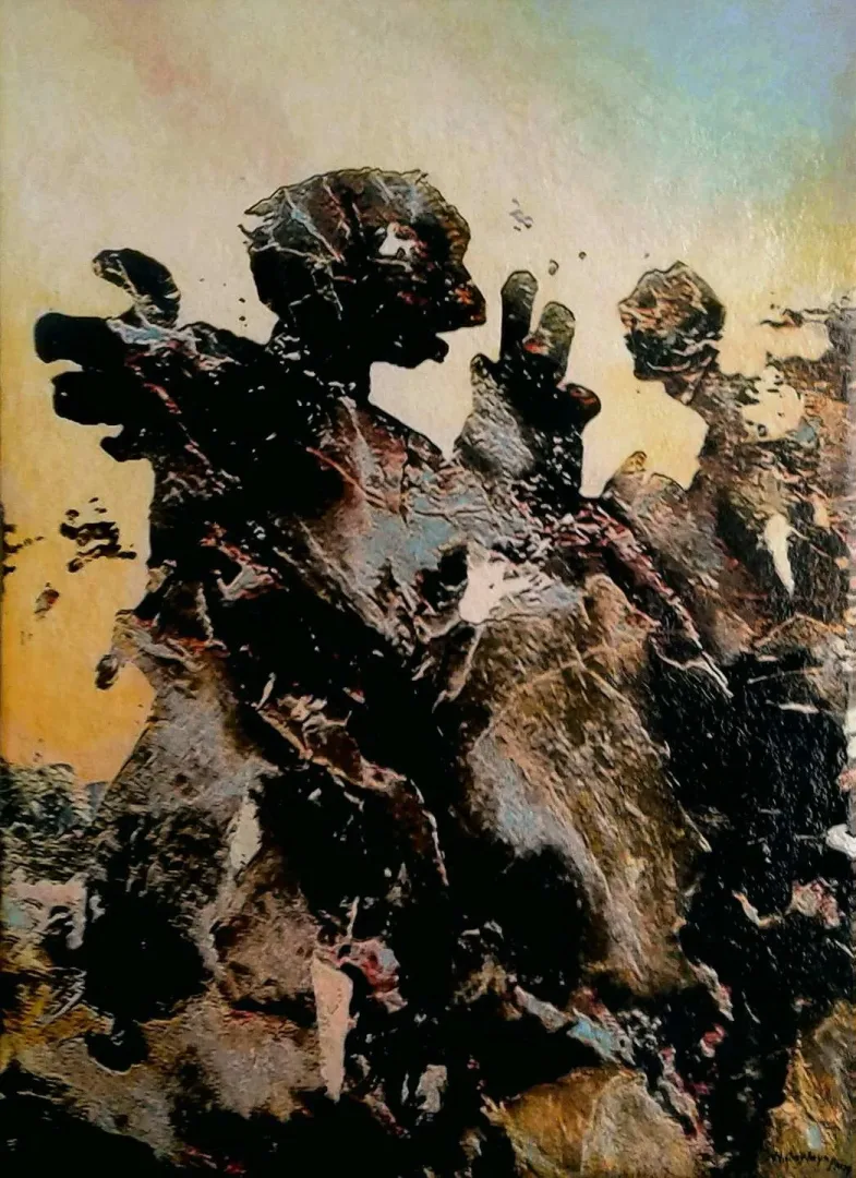 "Hiroşima Günlüğü 1" eseri HASAN ÇAĞLAYAN tarafından 110x80 cm ölçülerinde Tuval üzeri karışık teknik tekniği ile yapılmıştır.