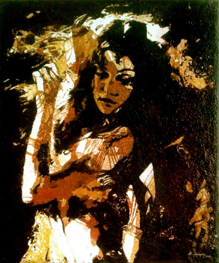 yakınlaştır "Kadının Adı Yok serisinden portreler 6" eseri HASAN ÇAĞLAYAN tarafından 60x50 cm ölçülerinde Tuval üzeri karışık teknik tekniği ile yapılmıştır.