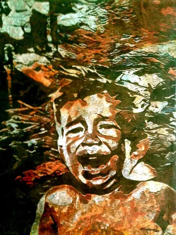 "Savaşın çocukları 2" eseri HASAN ÇAĞLAYAN tarafından 80x60 cm ölçülerinde Tuval üzeri karışık teknik tekniği ile yapılmıştır.