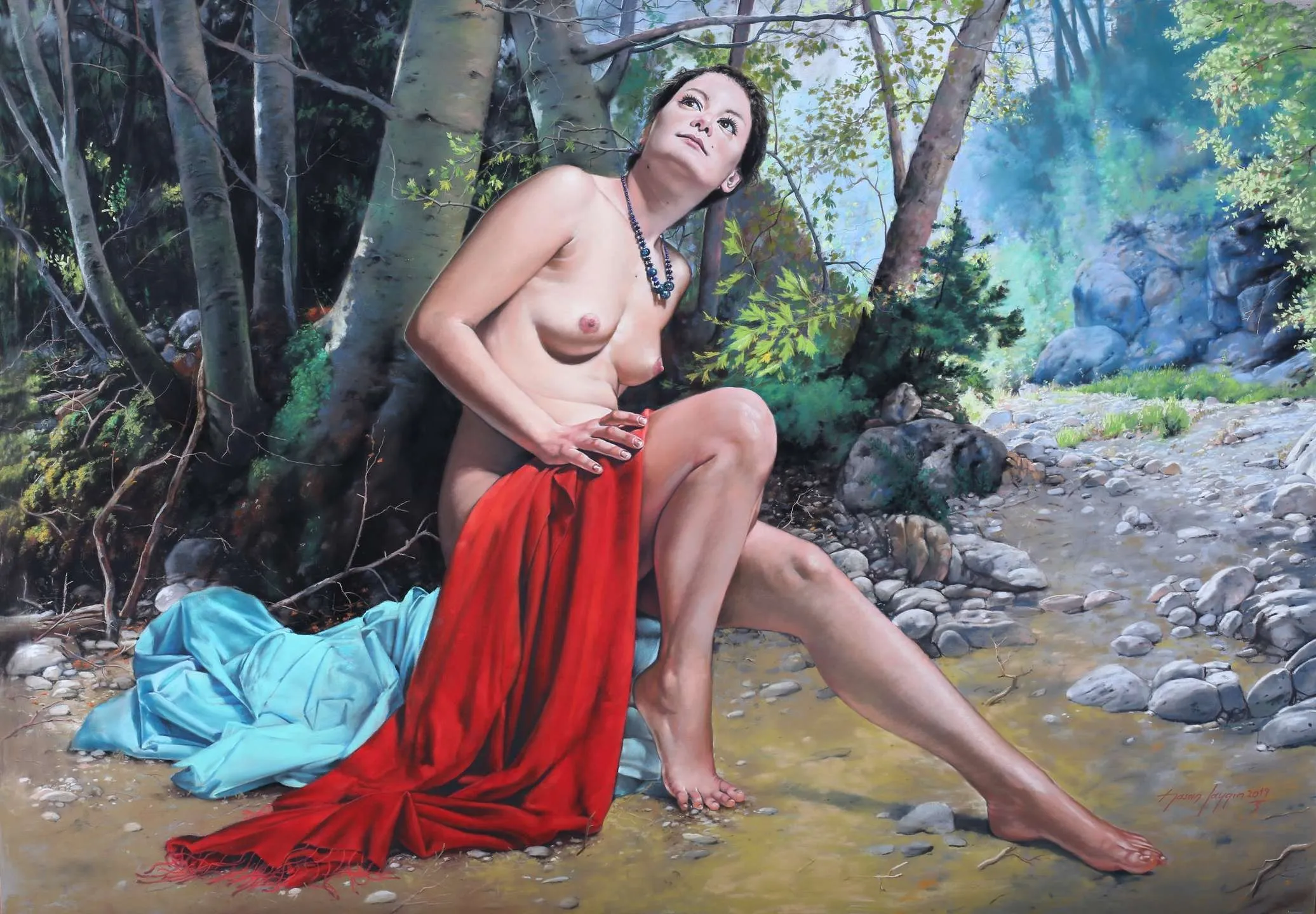 "Ormanın sessizliği" eseri HASAN SAYGIN tarafından 100x70 cm ölçülerinde Kağıt üzeri pastel boya tekniği ile yapılmıştır.