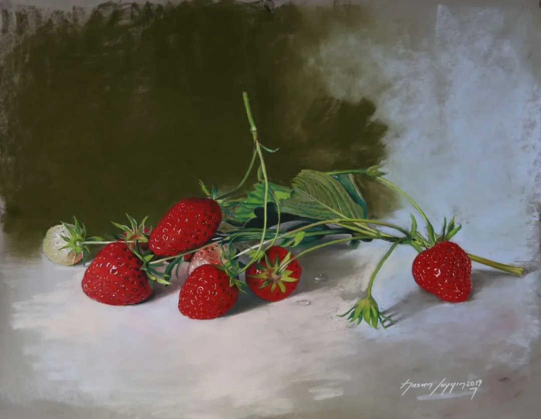 "Çilekler" eseri HASAN SAYGIN tarafından 33x43 cm ölçülerinde Kağıt üzeri pastel boya tekniği ile yapılmıştır.