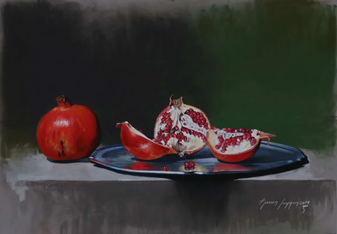 yakınlaştır "Narlar" eseri HASAN SAYGIN tarafından 33x47 cm ölçülerinde Kağıt üzeri pastel boya tekniği ile yapılmıştır.
