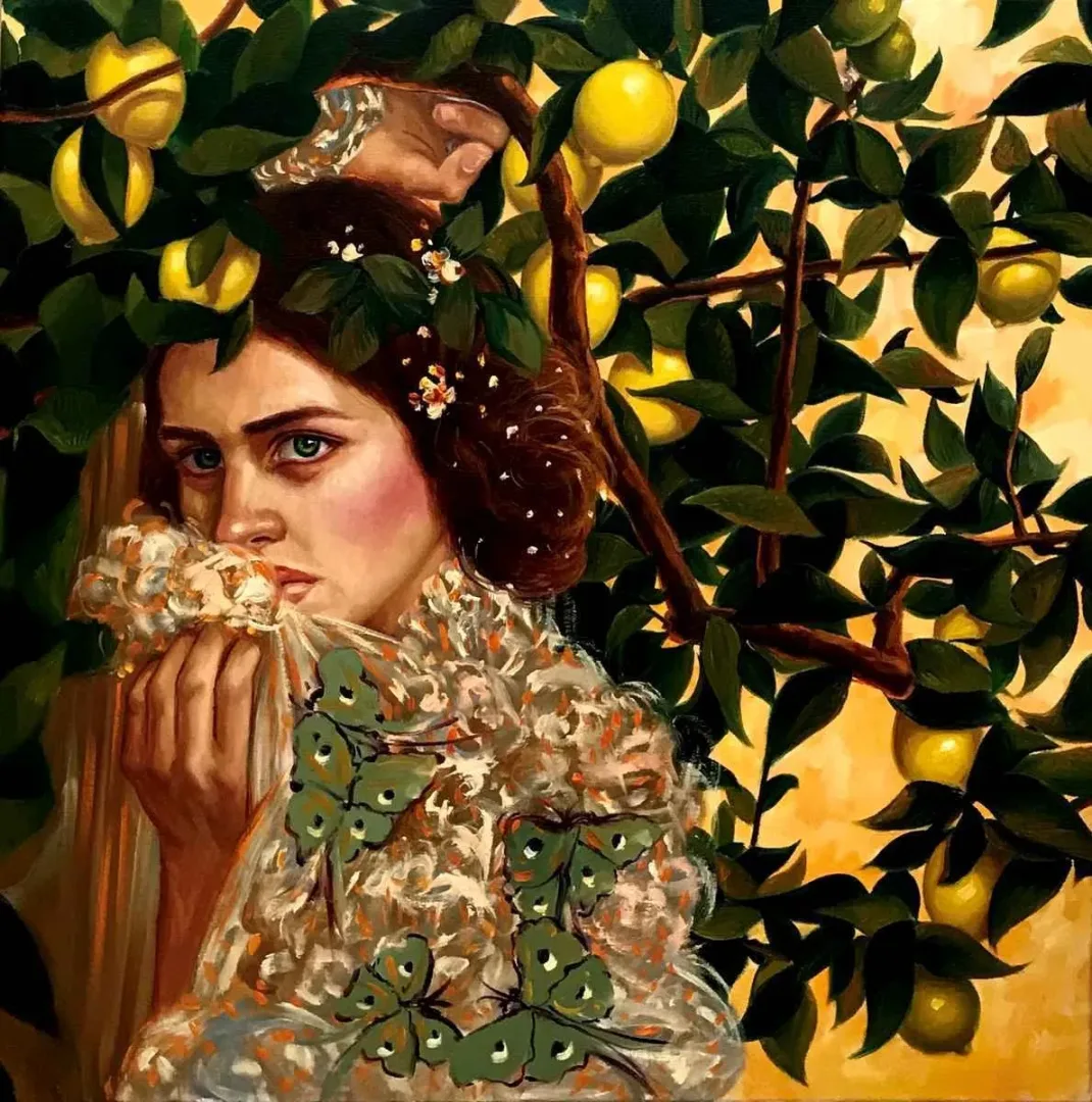 yakınlaştır "Limon Kokusu-2" eseri HATİCE BERRAK ÇİÇE tarafından 2018 yılında 60x60 cm ölçülerinde Tuval üzeri yağlı boya tekniği ile yapılmıştır.