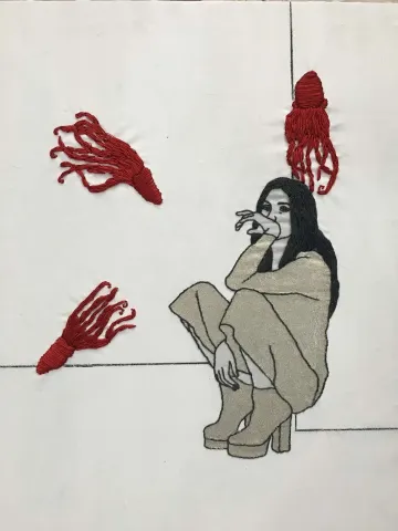 HATİCE DOĞAN — “Neden Bekledin”, 2019 "Neden Bekledin" eseri HATİCE DOĞAN tarafından 2019 yılında 40x30 cm ölçülerinde Tuval üzeri karışık teknik tekniği ile yapılmıştır.