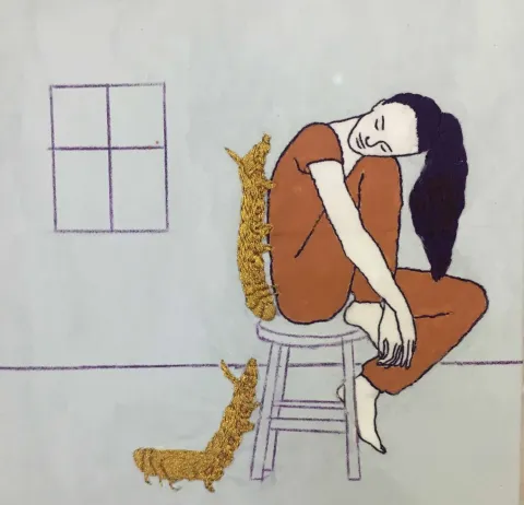 HATİCE DOĞAN — “Pencere II”, 2018 "Pencere II" eseri HATİCE DOĞAN tarafından 2018 yılında 25x25 cm ölçülerinde Tuval üzeri karışık teknik tekniği ile yapılmıştır.