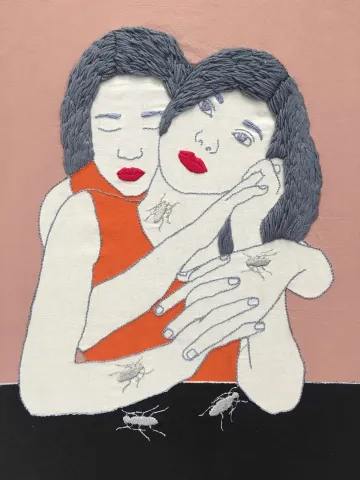HATİCE DOĞAN — “Yabancı II”, 2019 "Yabancı II" eseri HATİCE DOĞAN tarafından 2019 yılında 50x35 cm ölçülerinde Tuval üzeri karışık teknik tekniği ile yapılmıştır.