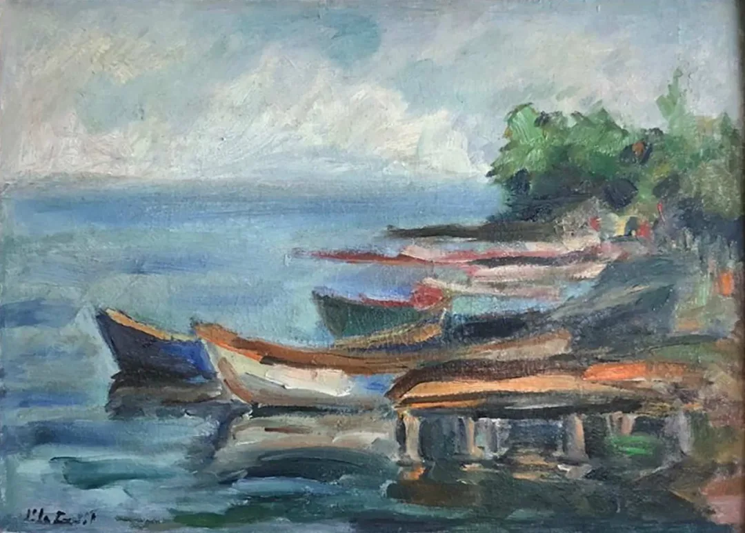 "İsimsiz" eseri AFİFE ECEVİT tarafından 30x40 cm ölçülerinde Duralit üzeri yağlı boya tekniği ile yapılmıştır.